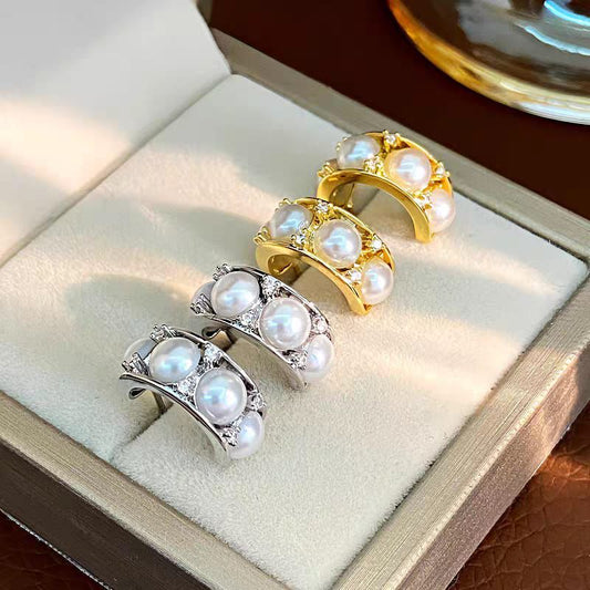 Twin Pearl Halo Earrings