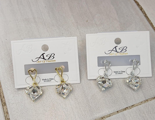 Heart-shaped Crystal Drop earings